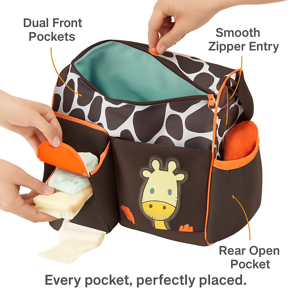 Mummy Diaper Bag with Wipeable Changing Pad, Travel Tote