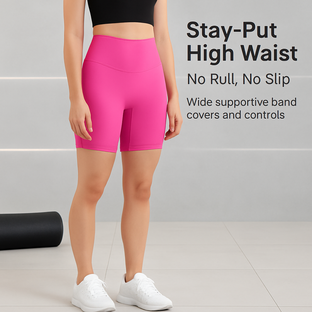 High-Waist Biker Shorts with Tummy Control for Workouts