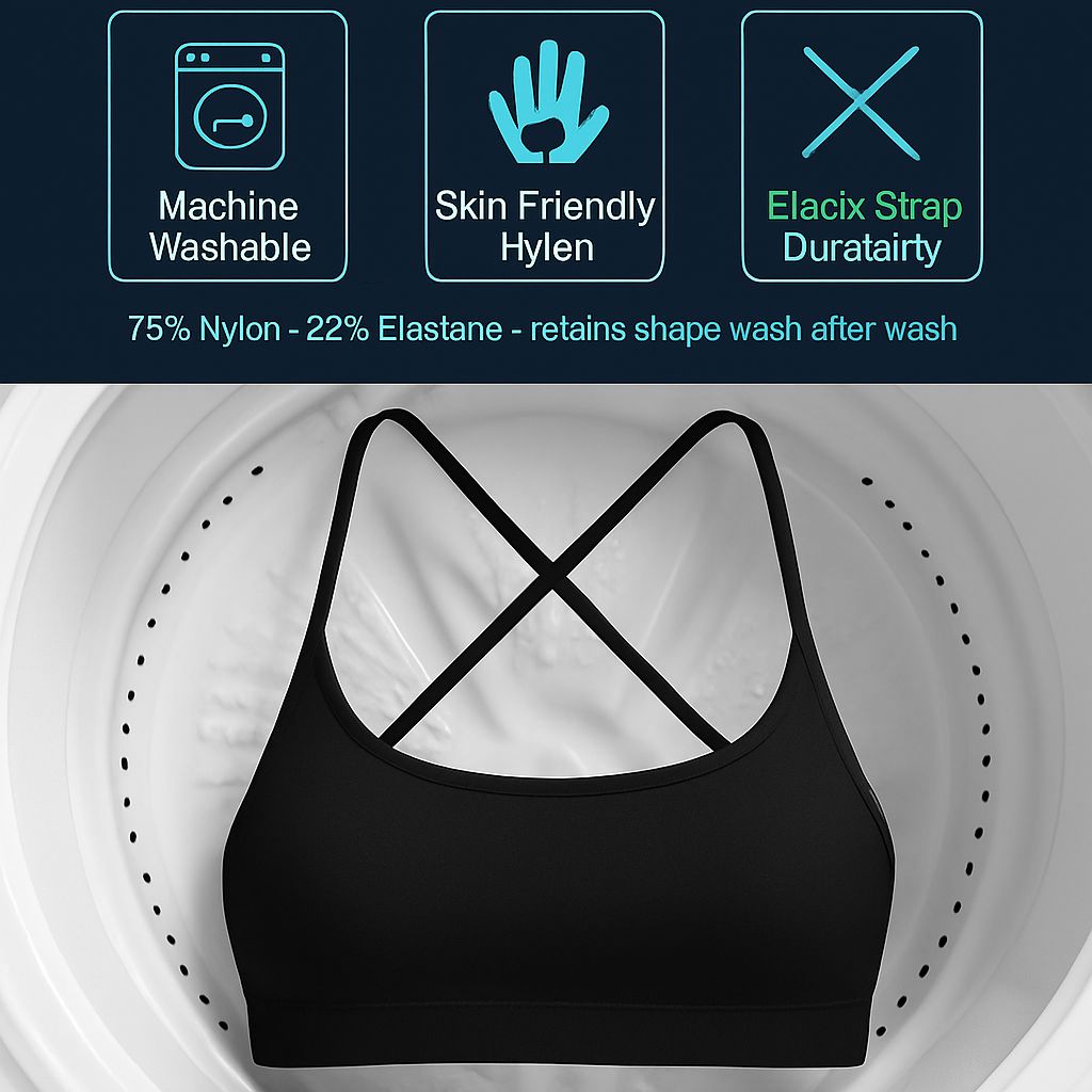 Cross Back Padded Sports Bra with Removable Pads