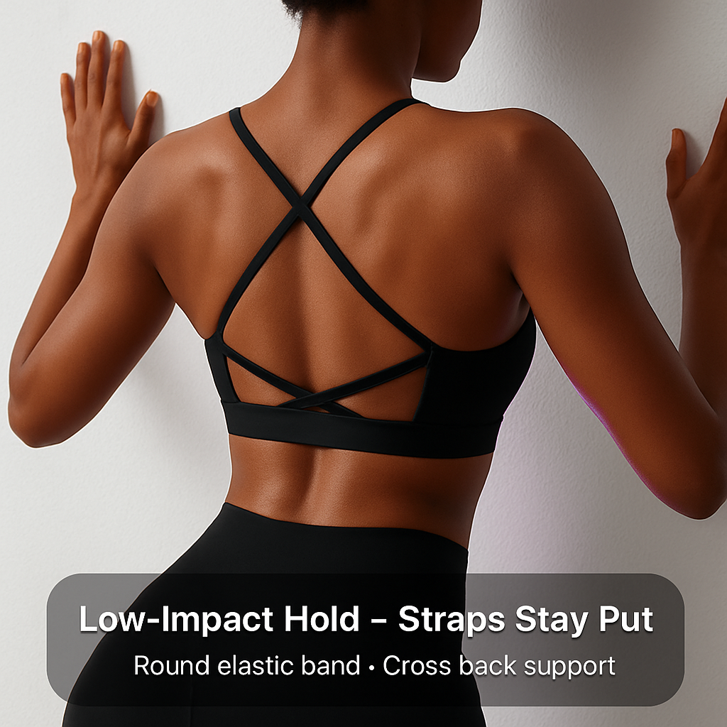 Cross Back Padded Sports Bra with Removable Pads