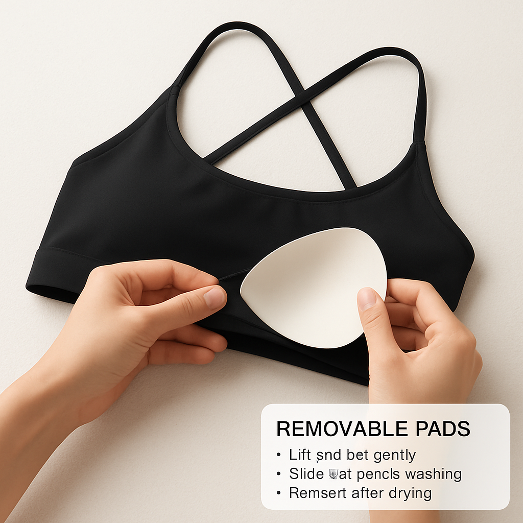 Cross Back Padded Sports Bra with Removable Pads