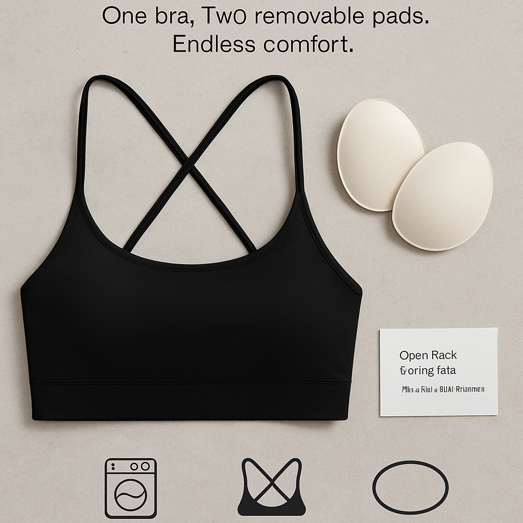 Cross Back Padded Sports Bra with Removable Pads