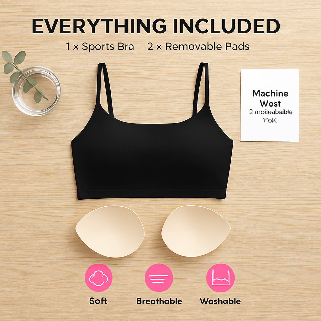 Women Sport Bras with Removable Pads, Low-Impact Square Neck