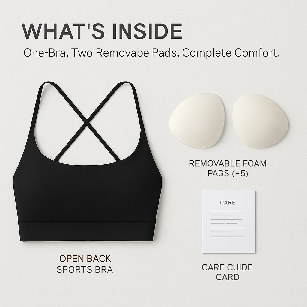 Cross Back Padded Sports Bra with Removable Pads