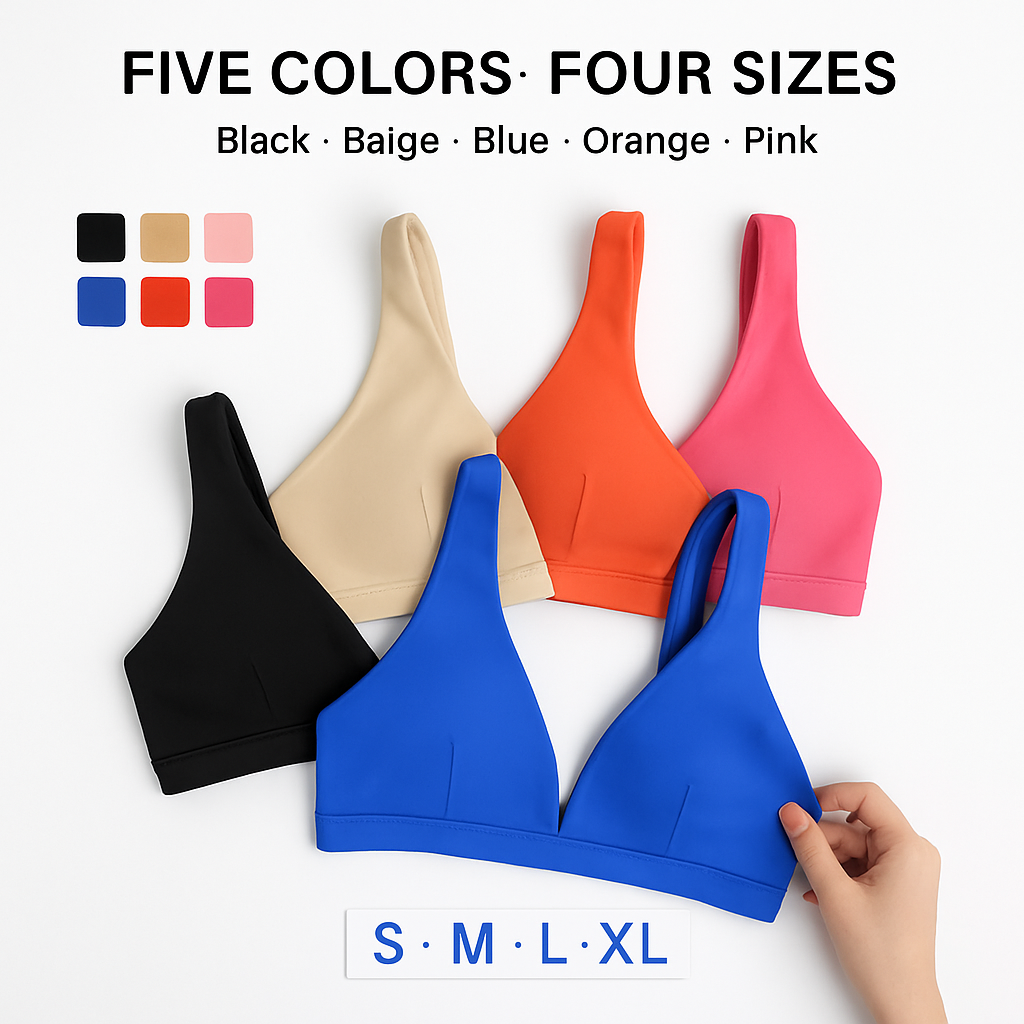 Women Deep V-Neck Sports Bra for Gym - Low-Impact Comfort