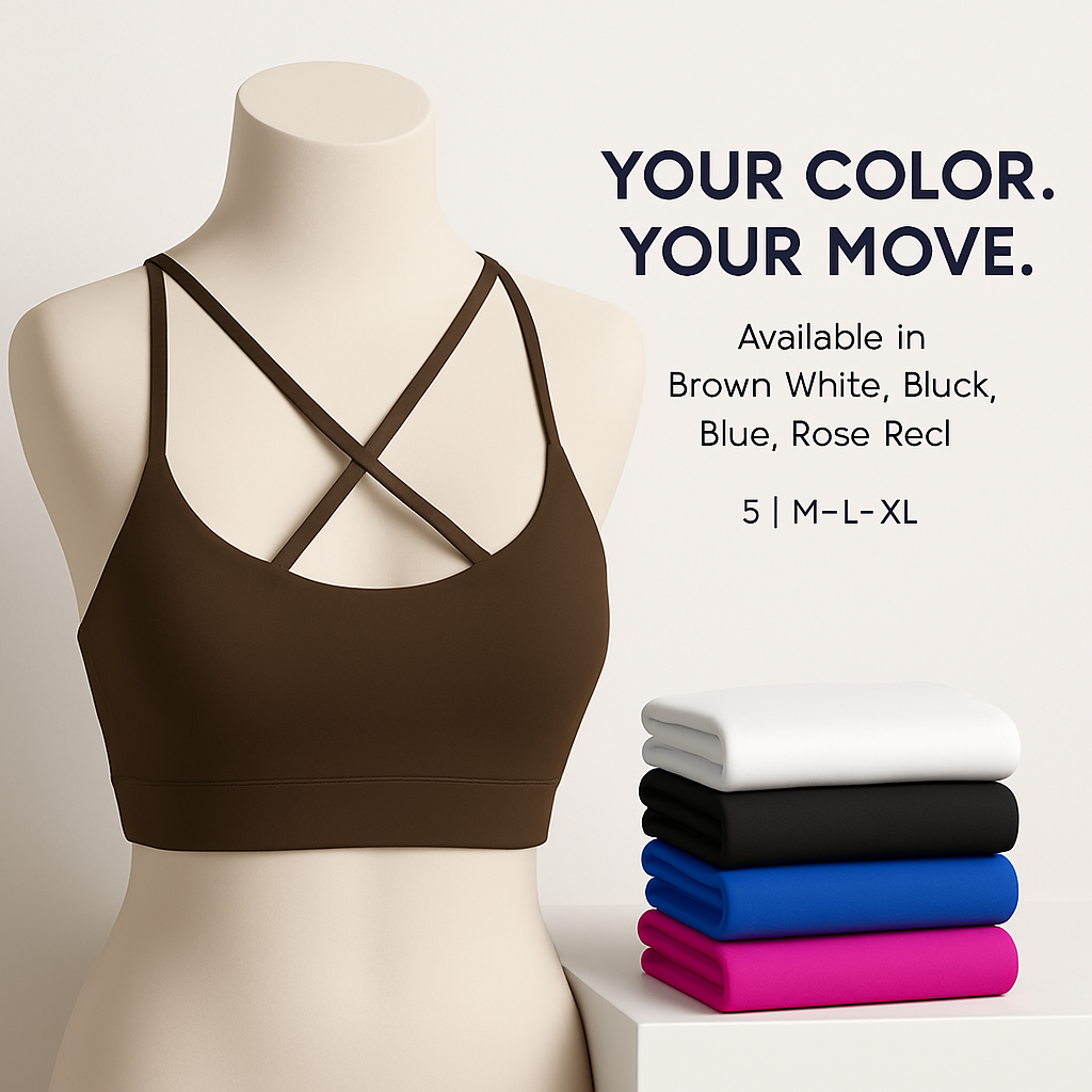 Cross Back Padded Sports Bra with Removable Pads