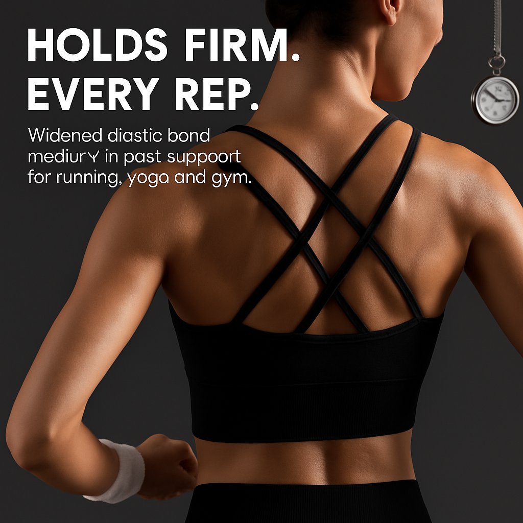 Cross Back Sport Bra Green-Red-Black Color Combo
