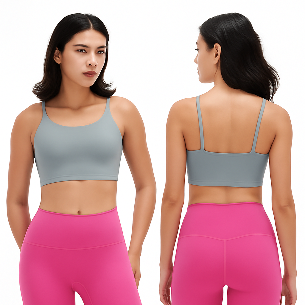 Women Sport Bras with Removable Pads, Low-Impact Square Neck