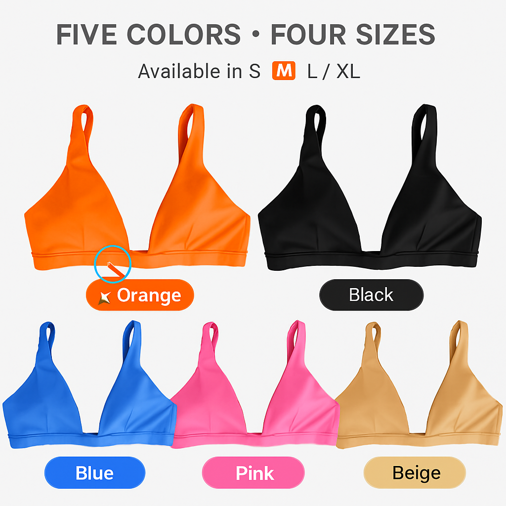 Women Deep V-Neck Sports Bra for Gym - Low-Impact Comfort