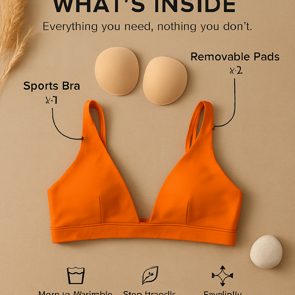Women Deep V-Neck Sports Bra for Gym - Low-Impact Comfort