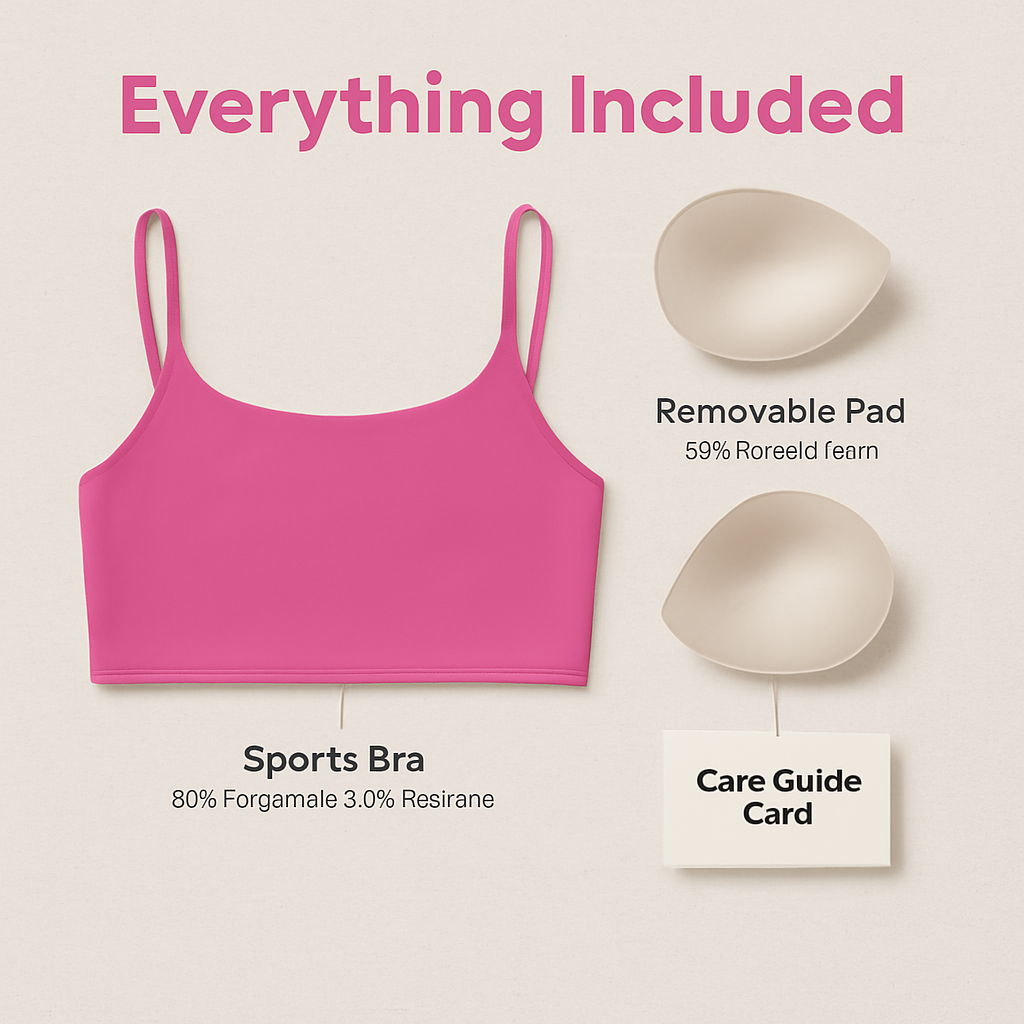 Women Sport Bras with Removable Pads, Low-Impact Square Neck