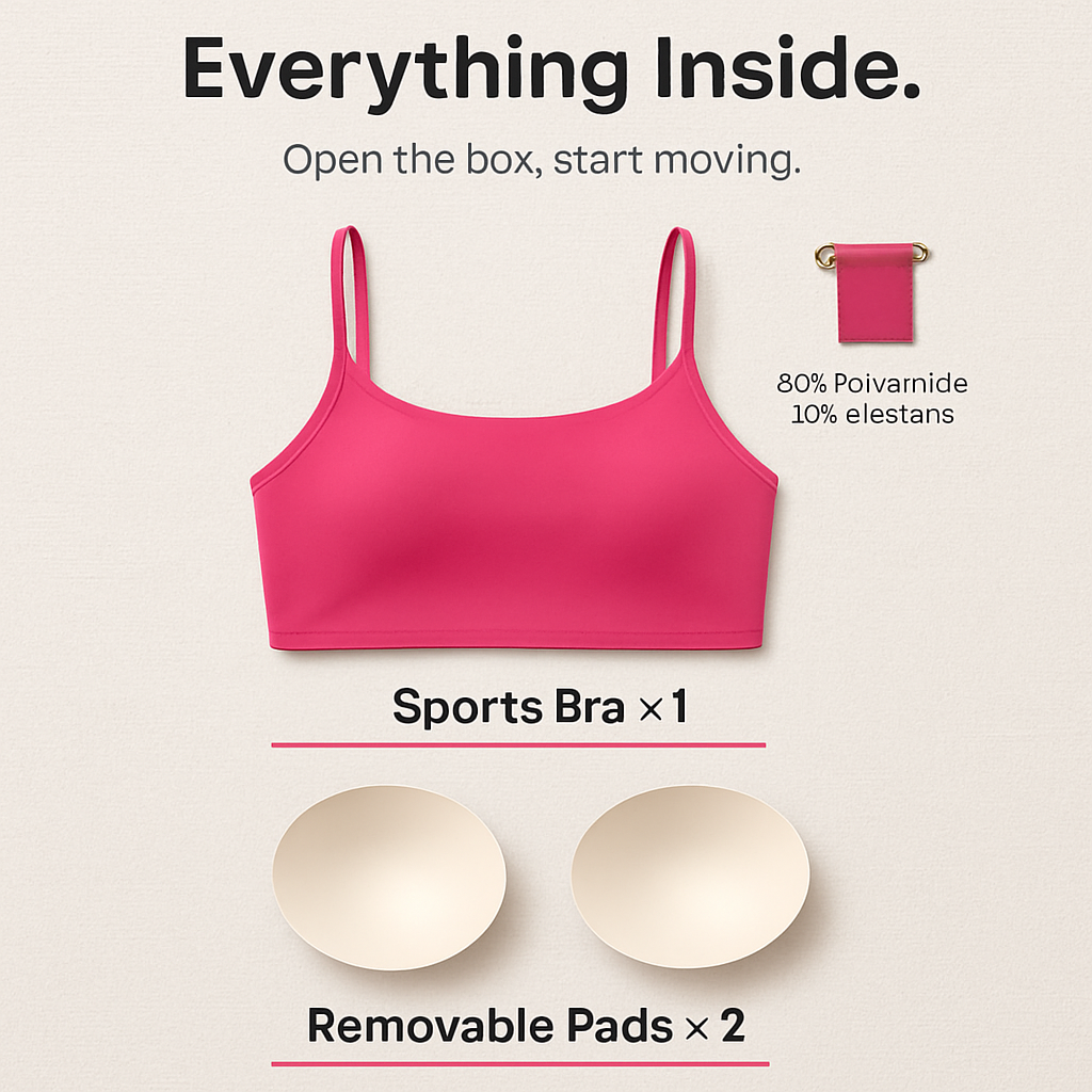 Women Sport Bras with Removable Pads, Low-Impact Square Neck