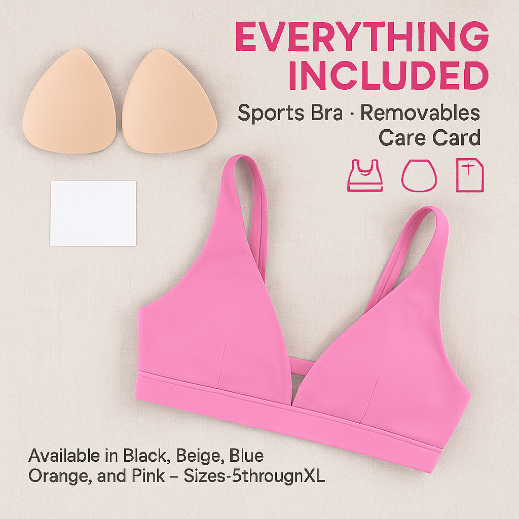 Women Deep V-Neck Sports Bra for Gym - Low-Impact Comfort