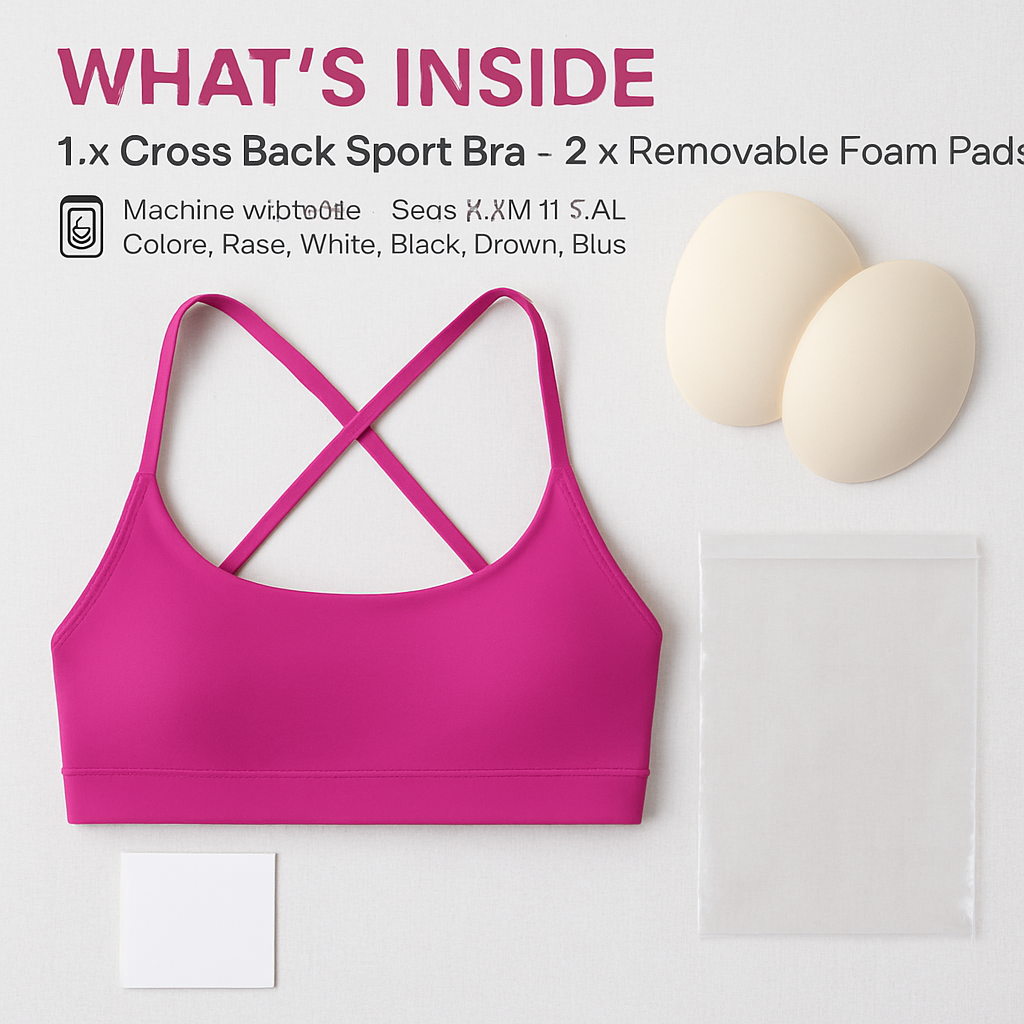 Cross Back Padded Sports Bra with Removable Pads