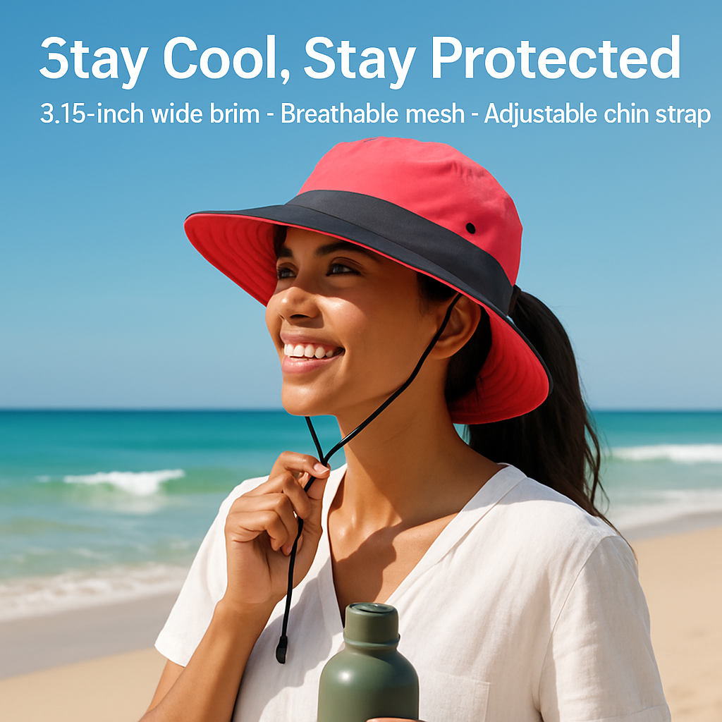 Women's Summer Sun Bucket Hat with Foldable Wide Brim