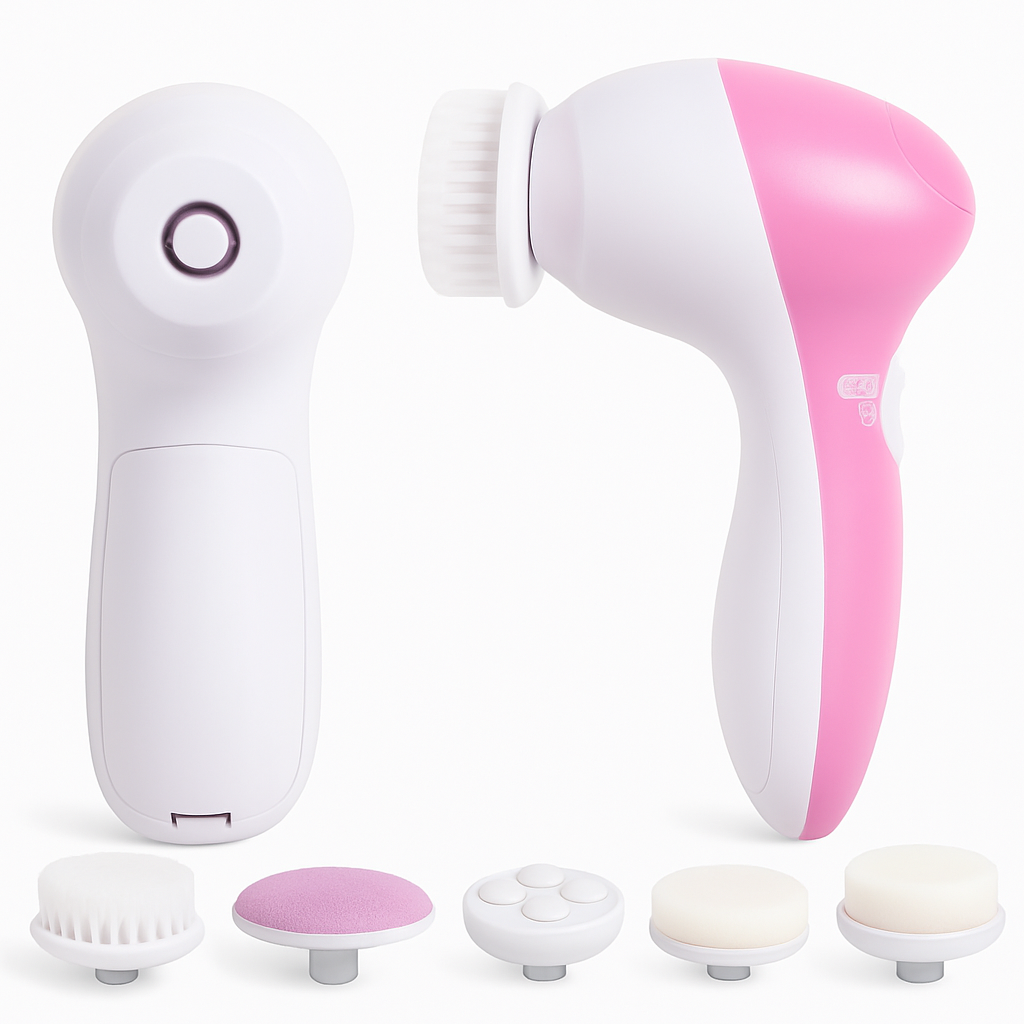 Facial Cleansing Brush Waterproof Face Spin Cleaning Brush with 5 Brush Heads Deep Cleansing Body Facial Brush Set for Gentle Exfoliating Removing Bla