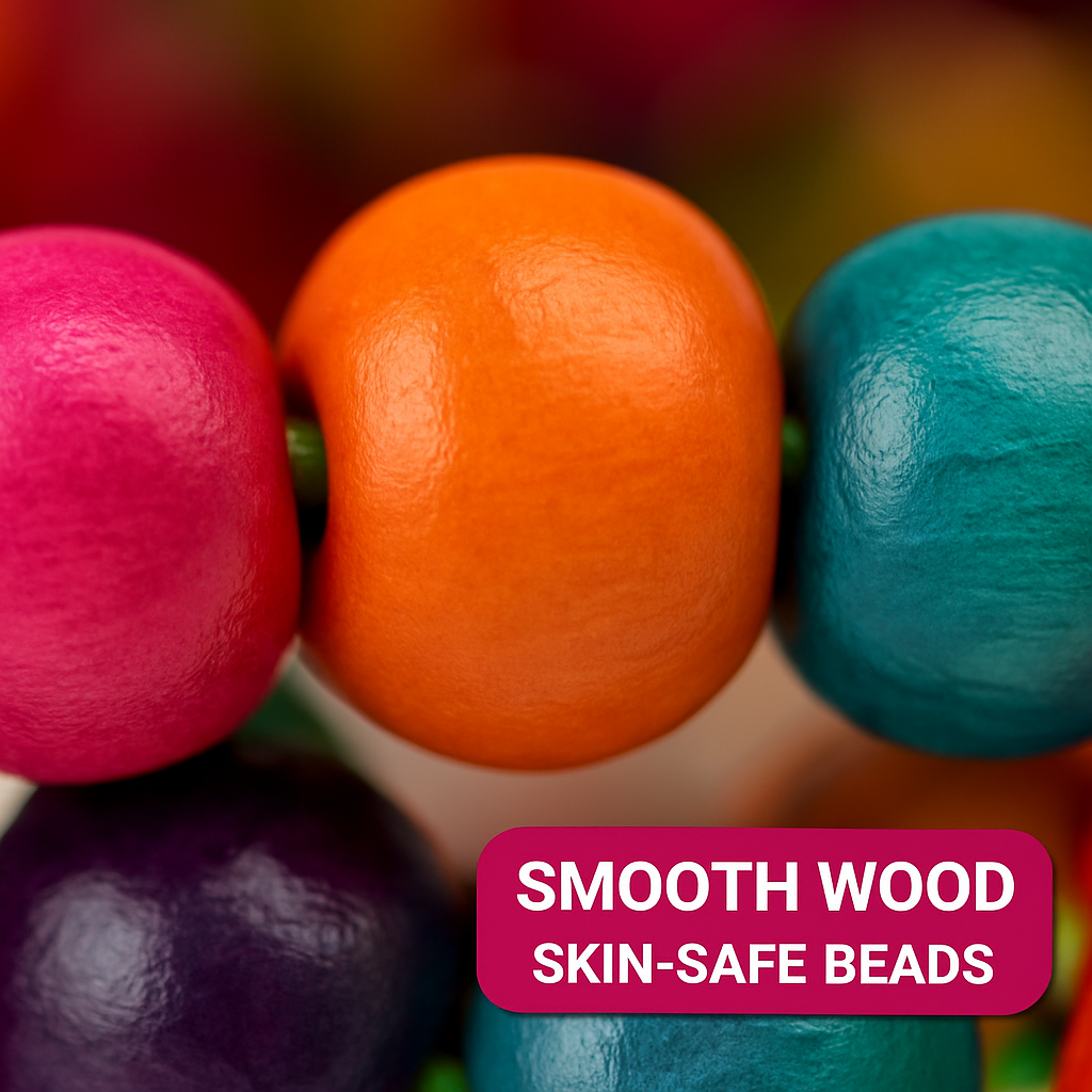 Colorful Exotic Wooden Beaded Bracelet - Flexible Elastic