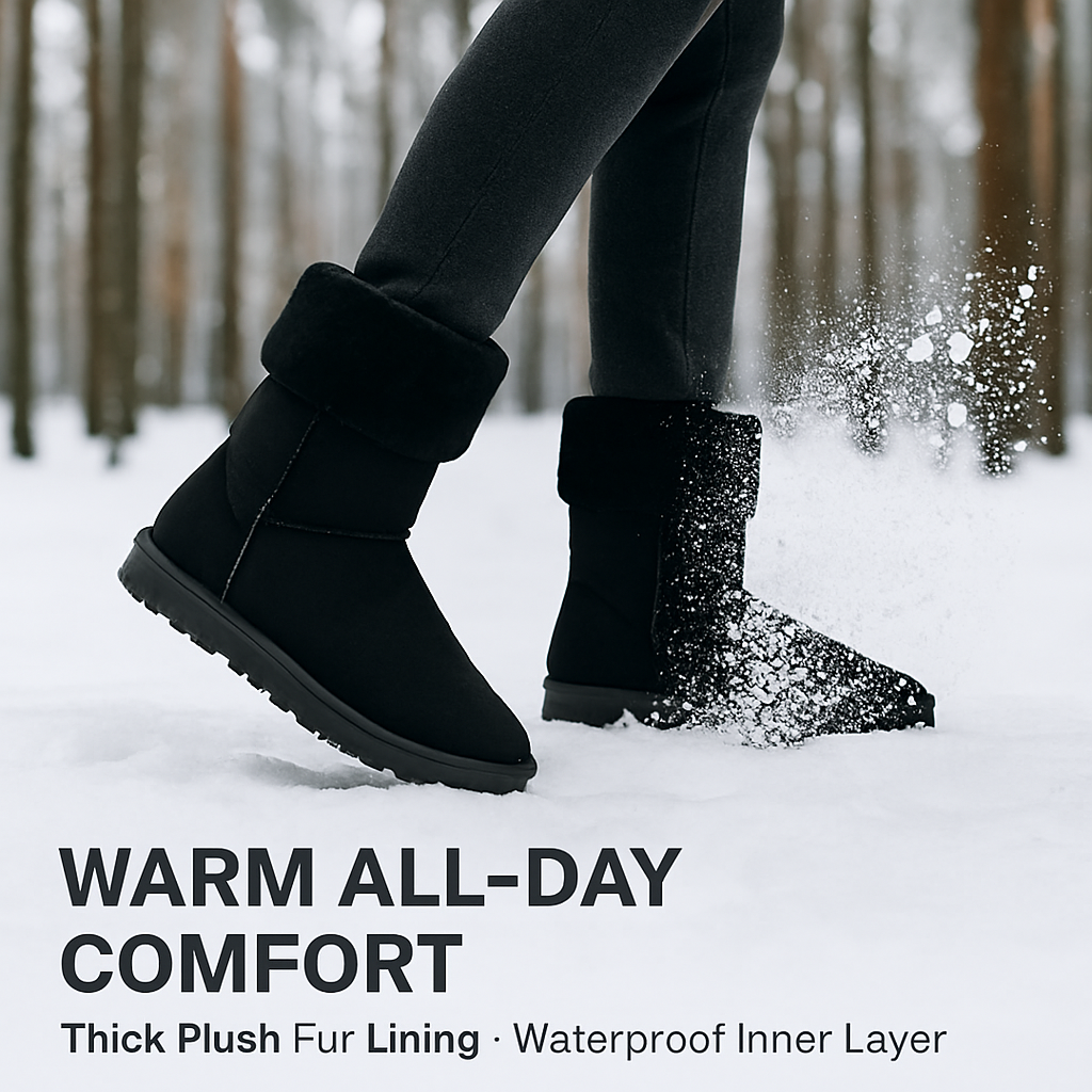 Snow Boots Waterproof Faux Suede Mid-Calf Fur Lining
