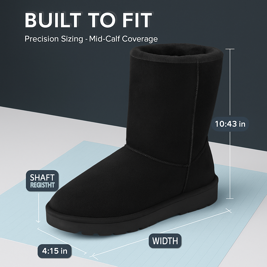 Snow Boots Waterproof Faux Suede Mid-Calf Fur Lining