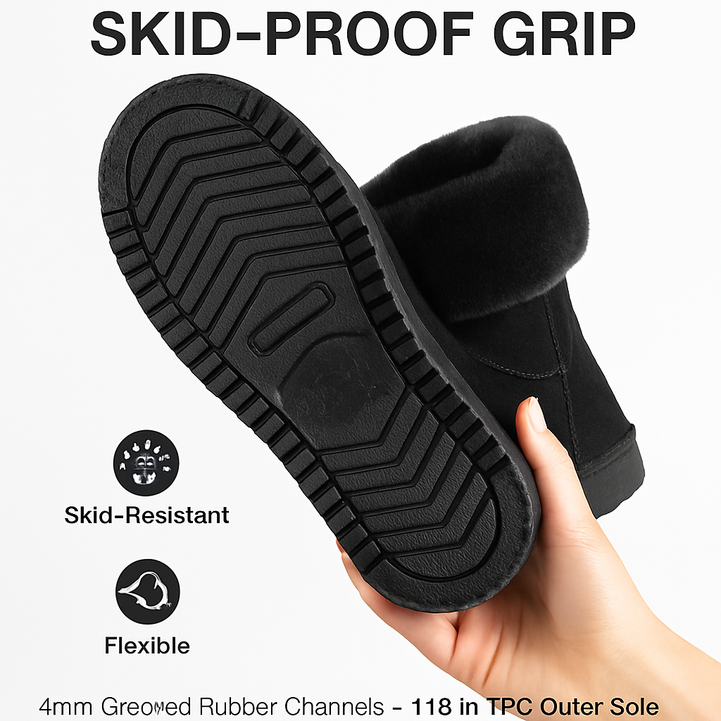 Snow Boots Waterproof Faux Suede Mid-Calf Fur Lining