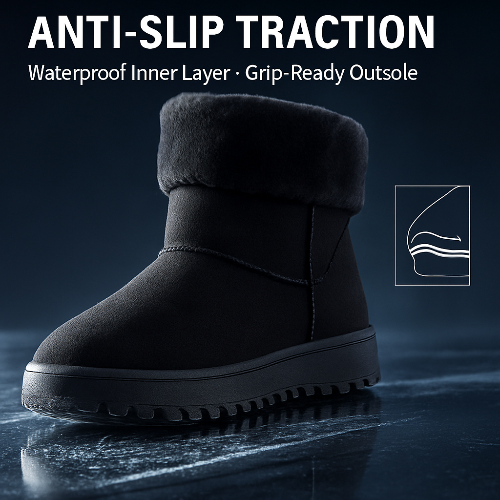 Snow Boots Waterproof Faux Suede Mid-Calf Fur Lining