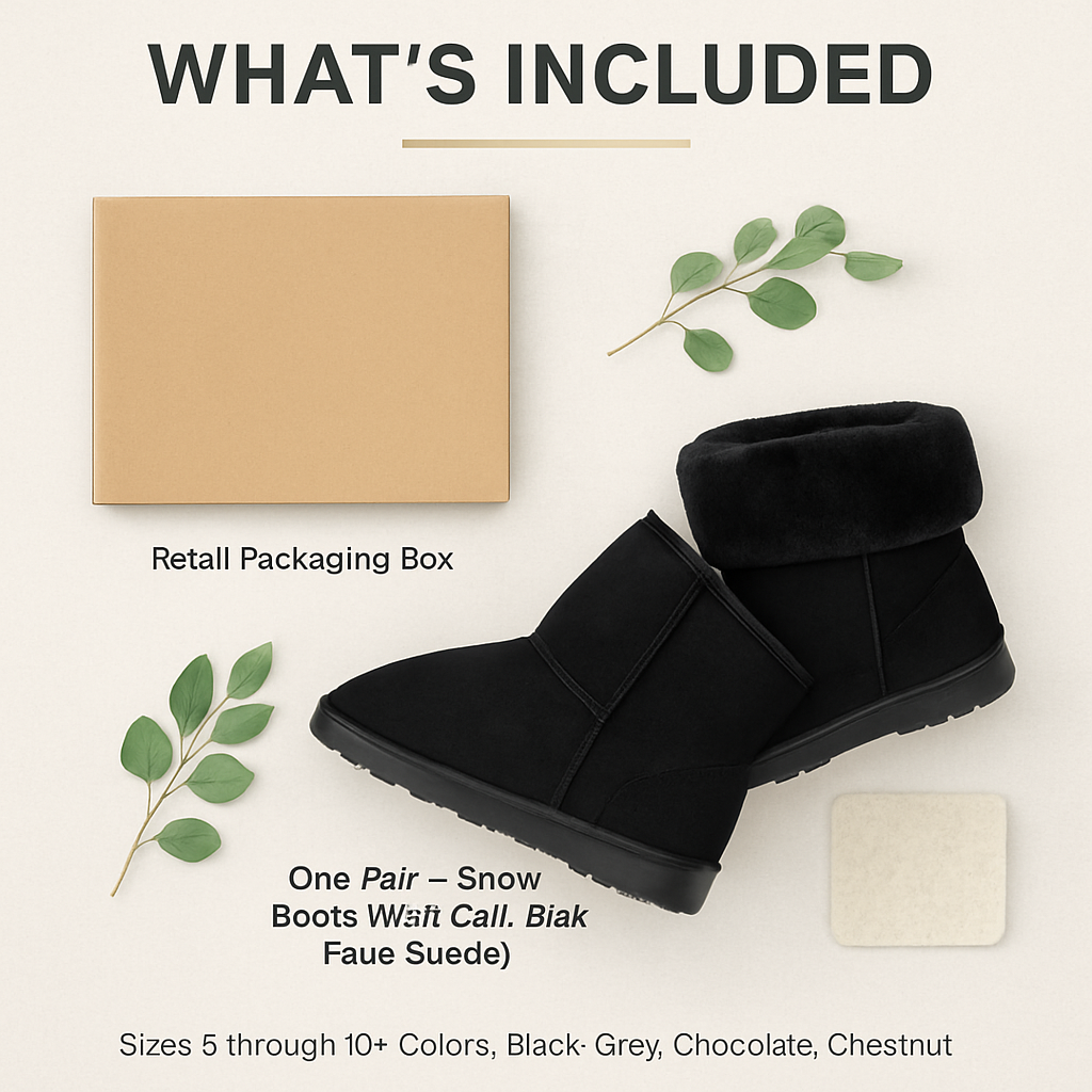Snow Boots Waterproof Faux Suede Mid-Calf Fur Lining