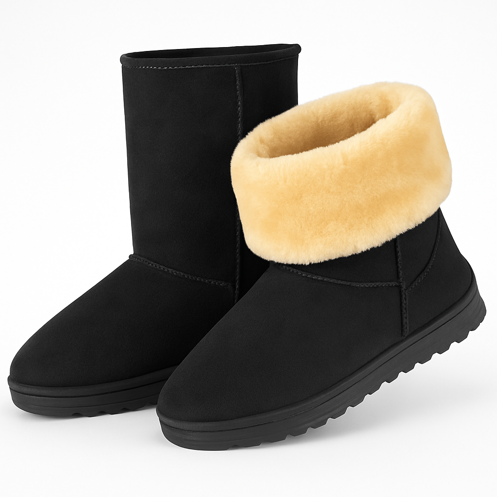 Snow Boots - Waterproof Faux Suede Mid-Calf with Warm Lining