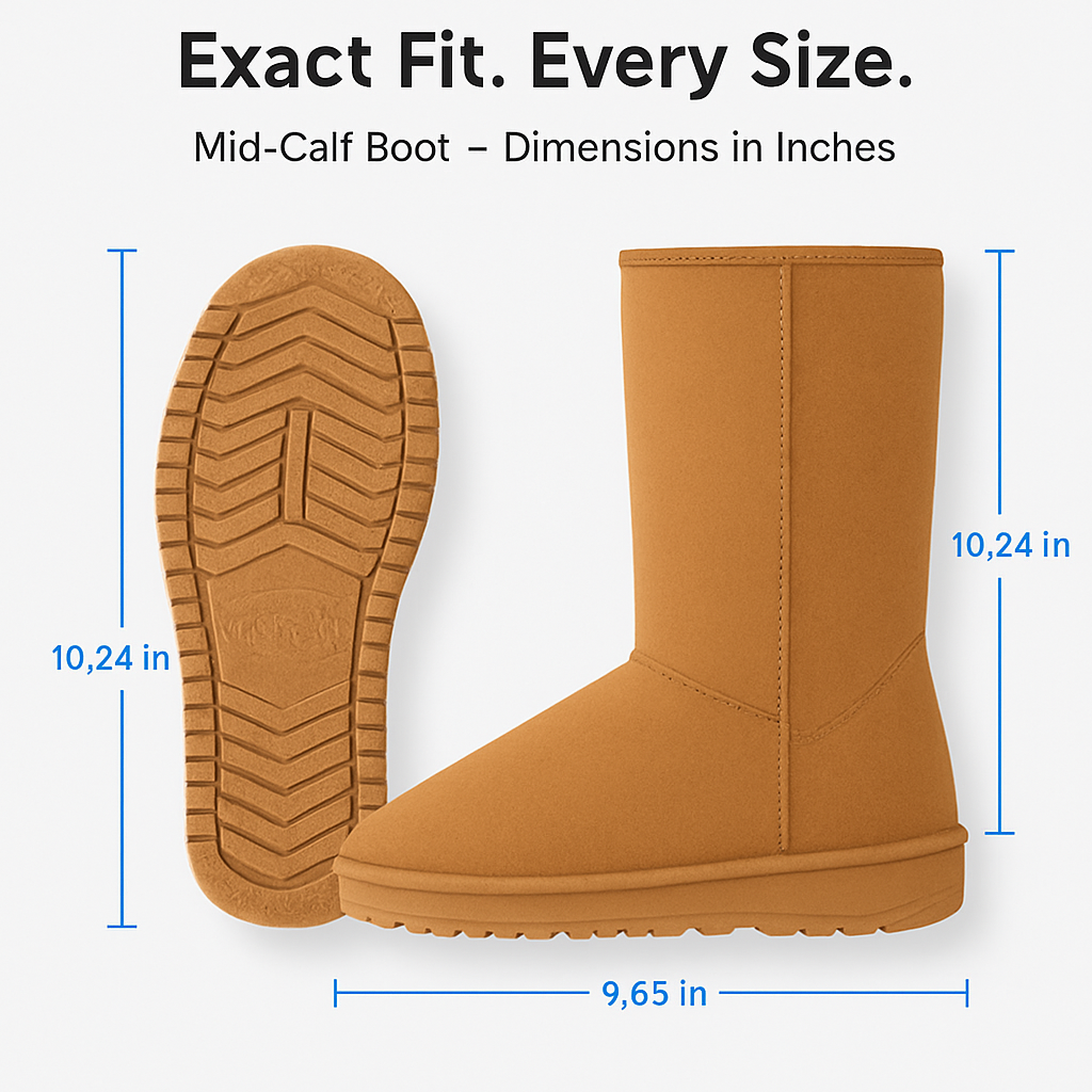 Snow Boots - Waterproof Faux Suede Mid-Calf with Warm Lining