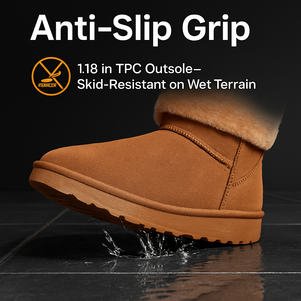Snow Boots - Waterproof Faux Suede Mid-Calf with Warm Lining