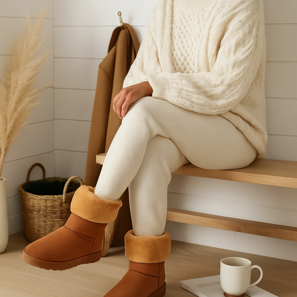Snow Boots - Waterproof Faux Suede Mid-Calf with Warm Lining