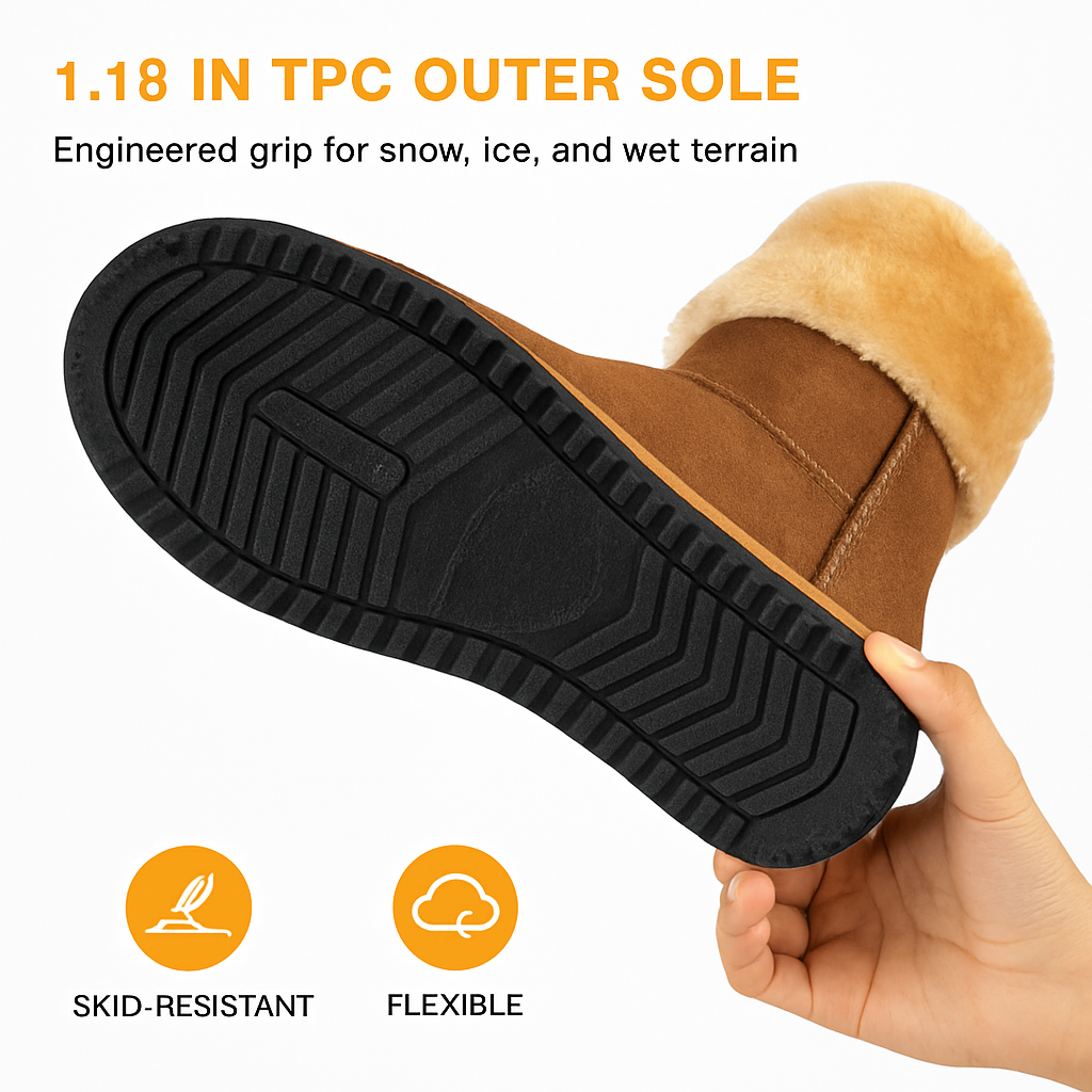 Snow Boots Waterproof Faux Suede Mid-Calf Fur Lining