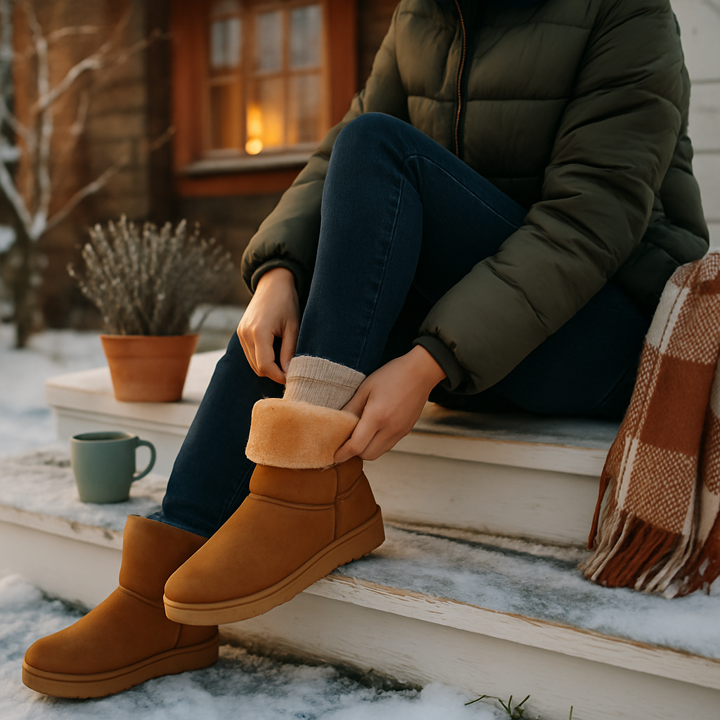 Snow Boots Waterproof Faux Suede Mid-Calf Fur Lining