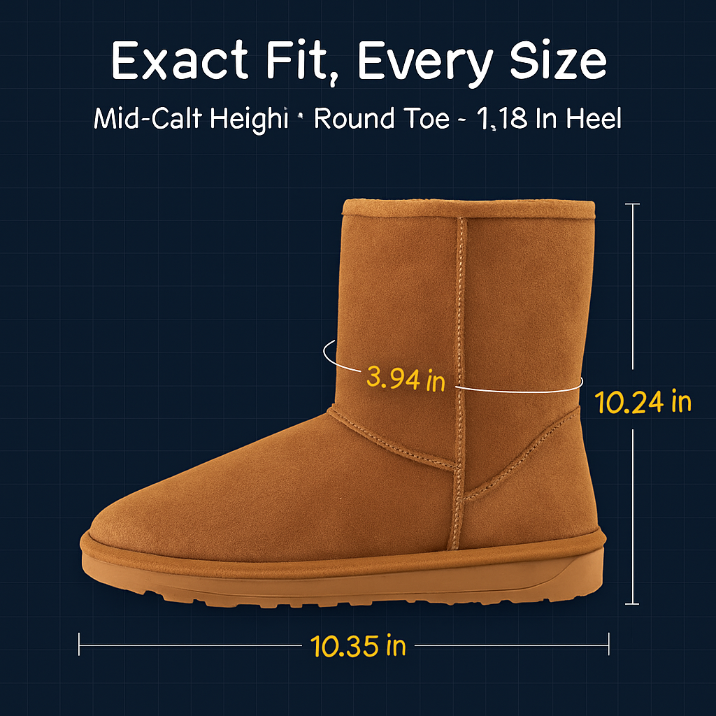 Snow Boots - Waterproof Faux Suede Mid-Calf with Warm Lining