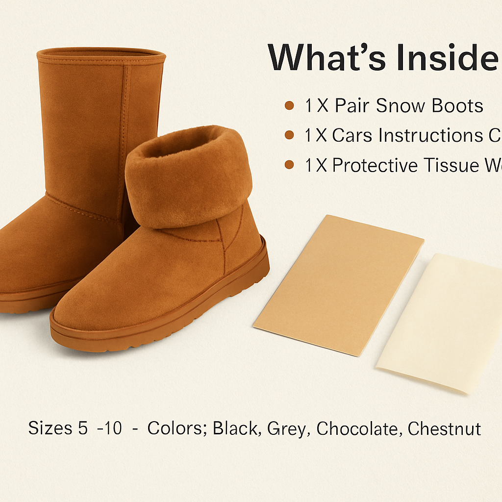 Snow Boots - Waterproof Faux Suede Mid-Calf with Warm Lining