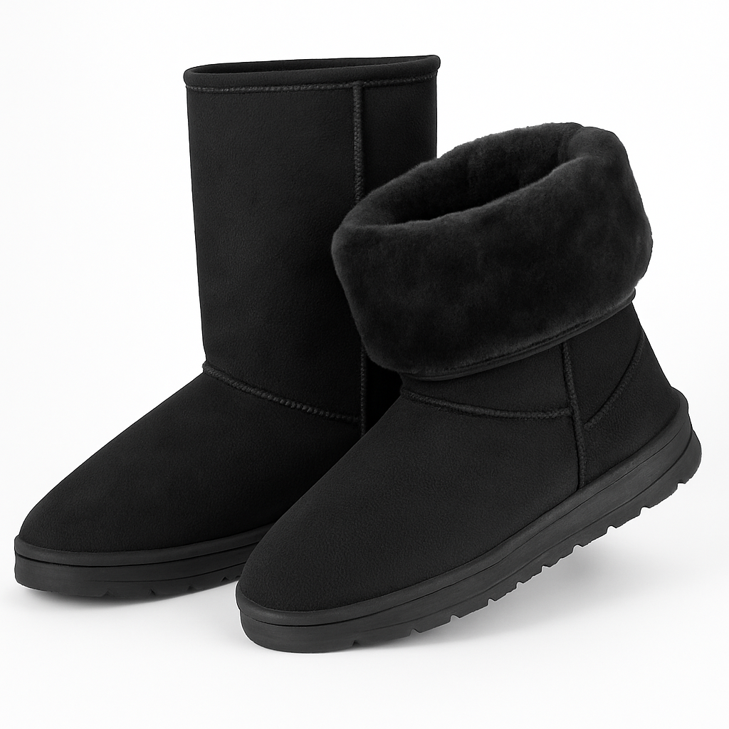Snow Boots - Waterproof Faux Suede Mid-Calf with Warm Lining