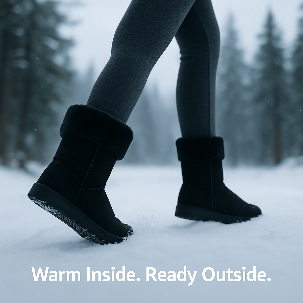 Snow Boots - Waterproof Faux Suede Mid-Calf with Warm Lining