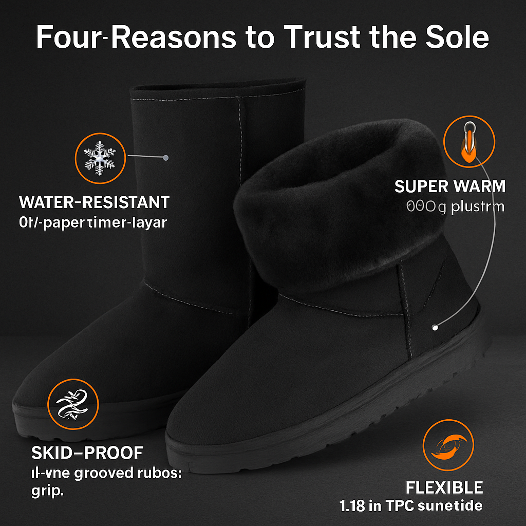 Snow Boots - Waterproof Faux Suede Mid-Calf with Warm Lining
