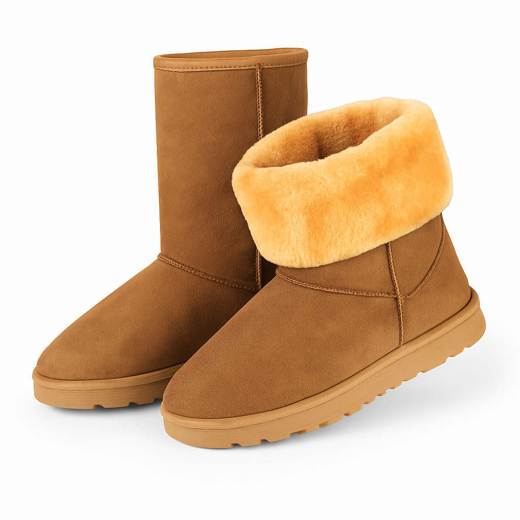 Snow Boots - Waterproof Faux Suede Mid-Calf with Warm Lining