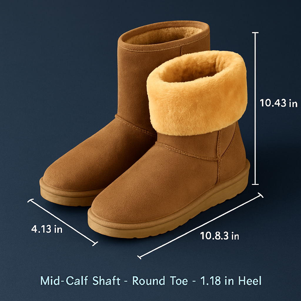 Snow Boots - Waterproof Faux Suede Mid-Calf with Warm Lining