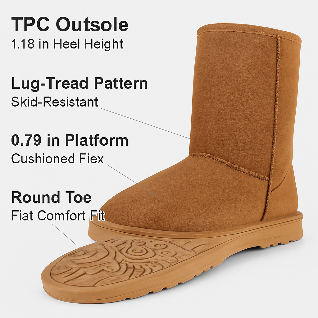 Snow Boots - Waterproof Faux Suede Mid-Calf with Warm Lining