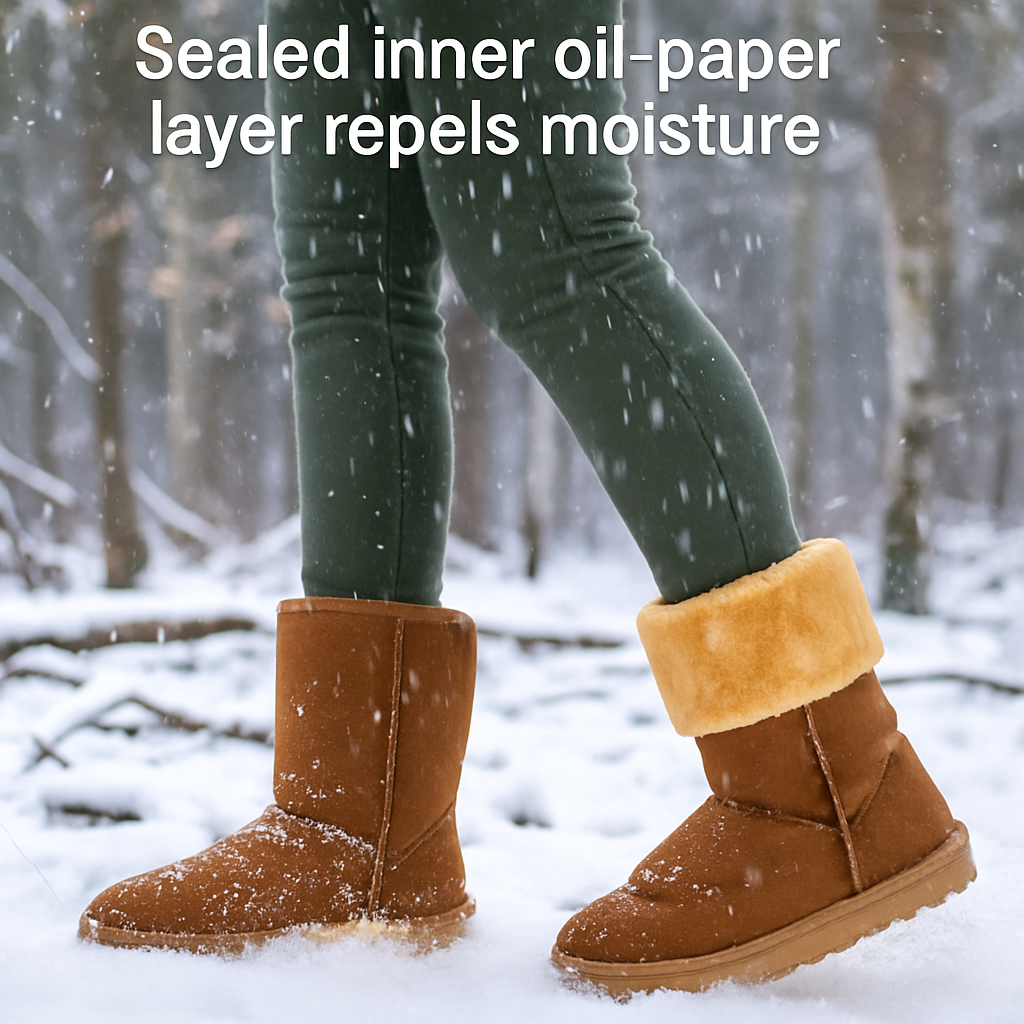 Snow Boots - Waterproof Faux Suede Mid-Calf with Warm Lining
