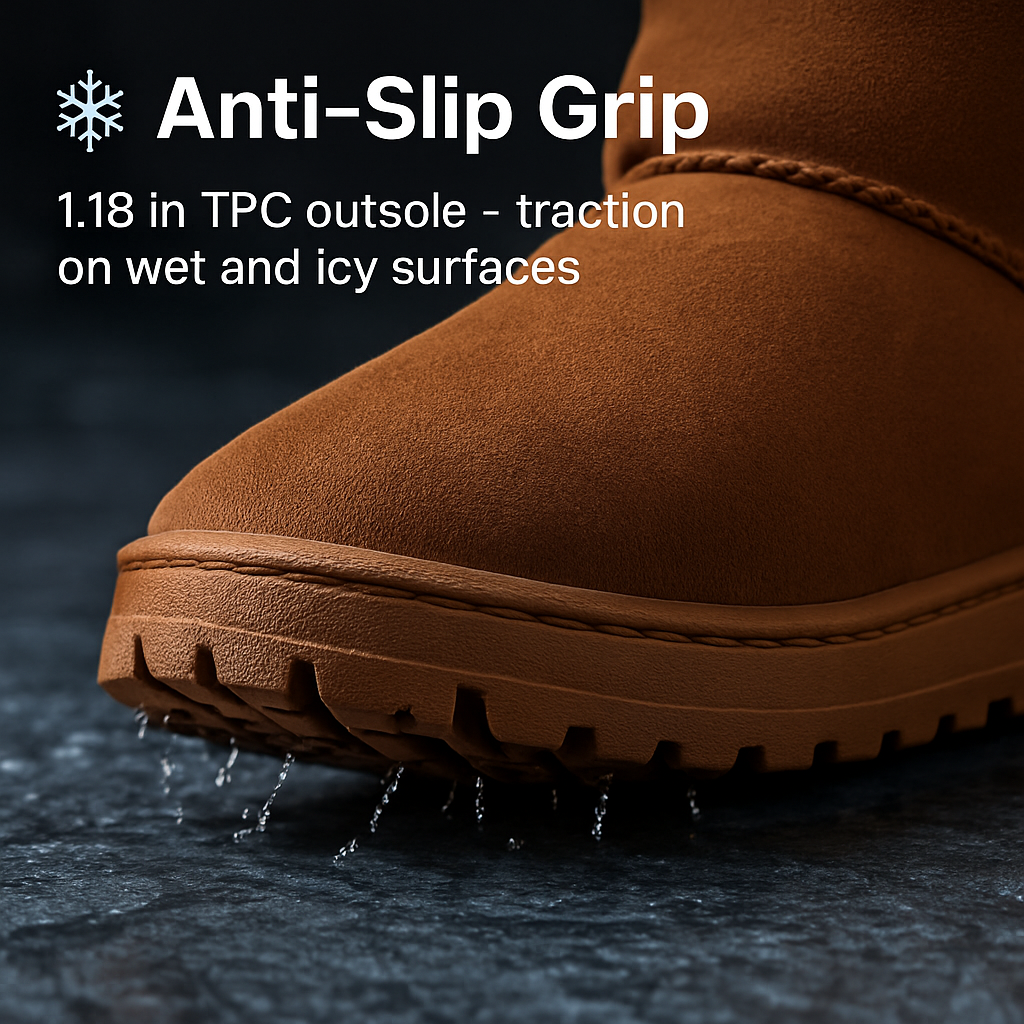 Snow Boots - Waterproof Faux Suede Mid-Calf with Warm Lining