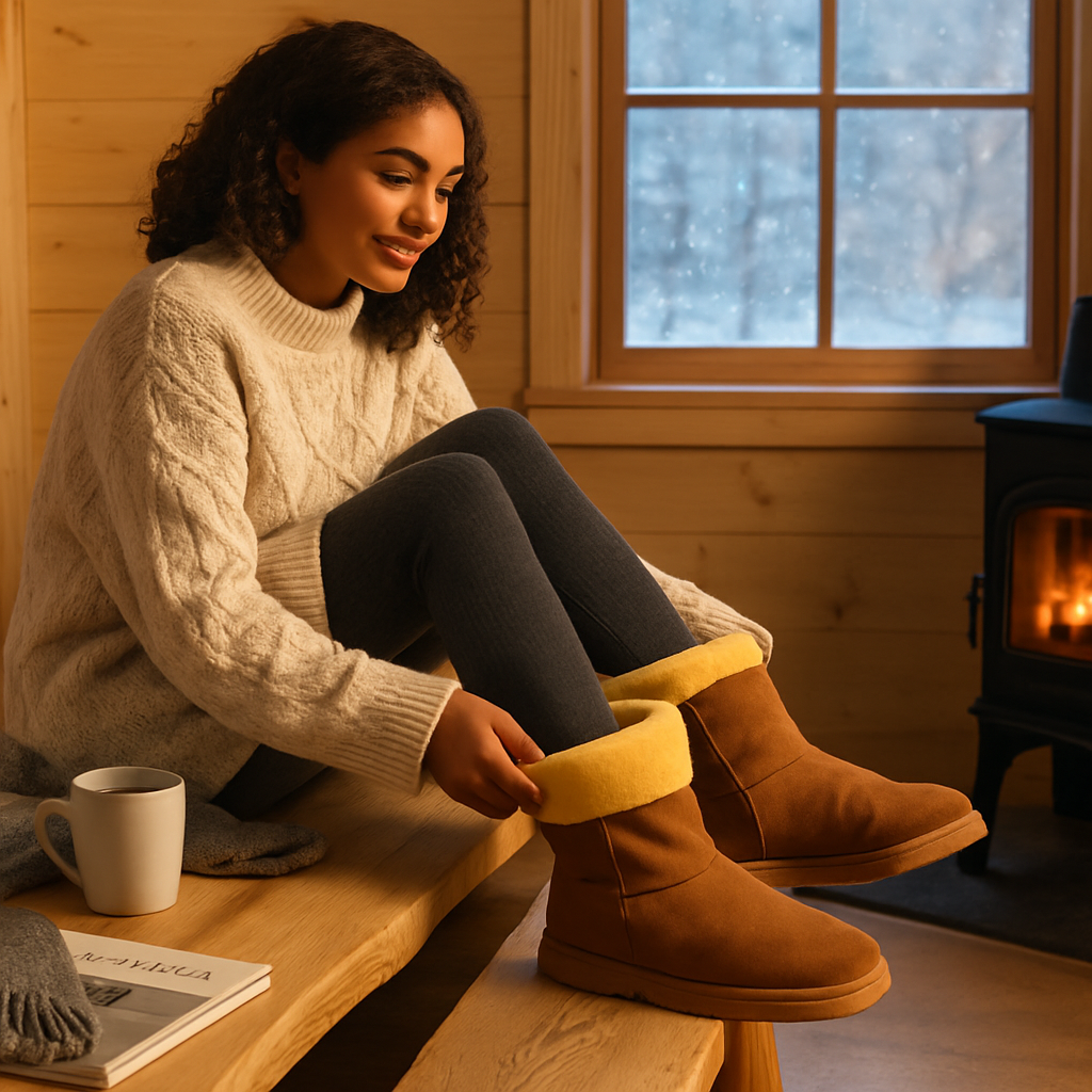 Snow Boots - Waterproof Faux Suede Mid-Calf with Warm Lining