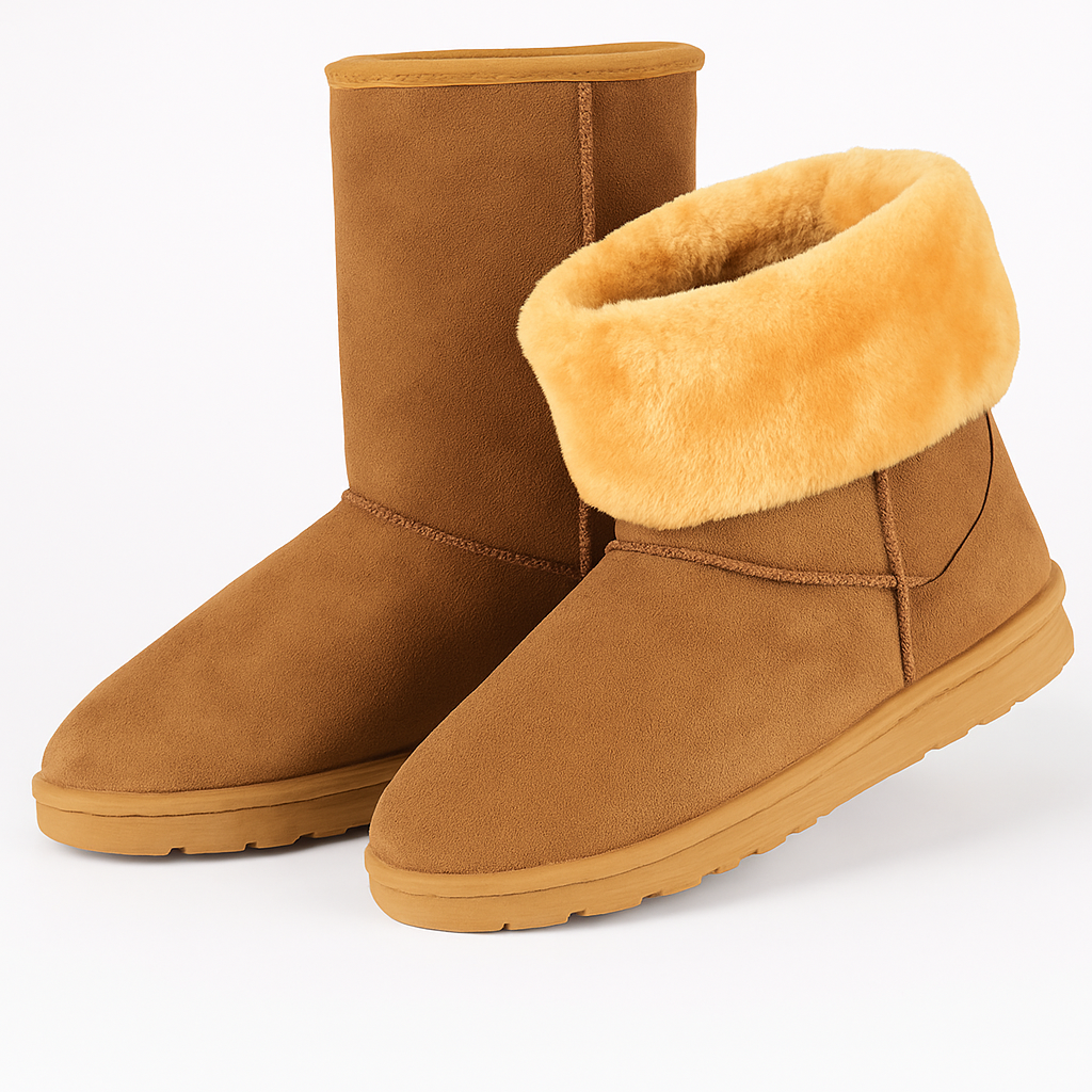 Snow Boots - Waterproof Faux Suede Mid-Calf with Warm Lining