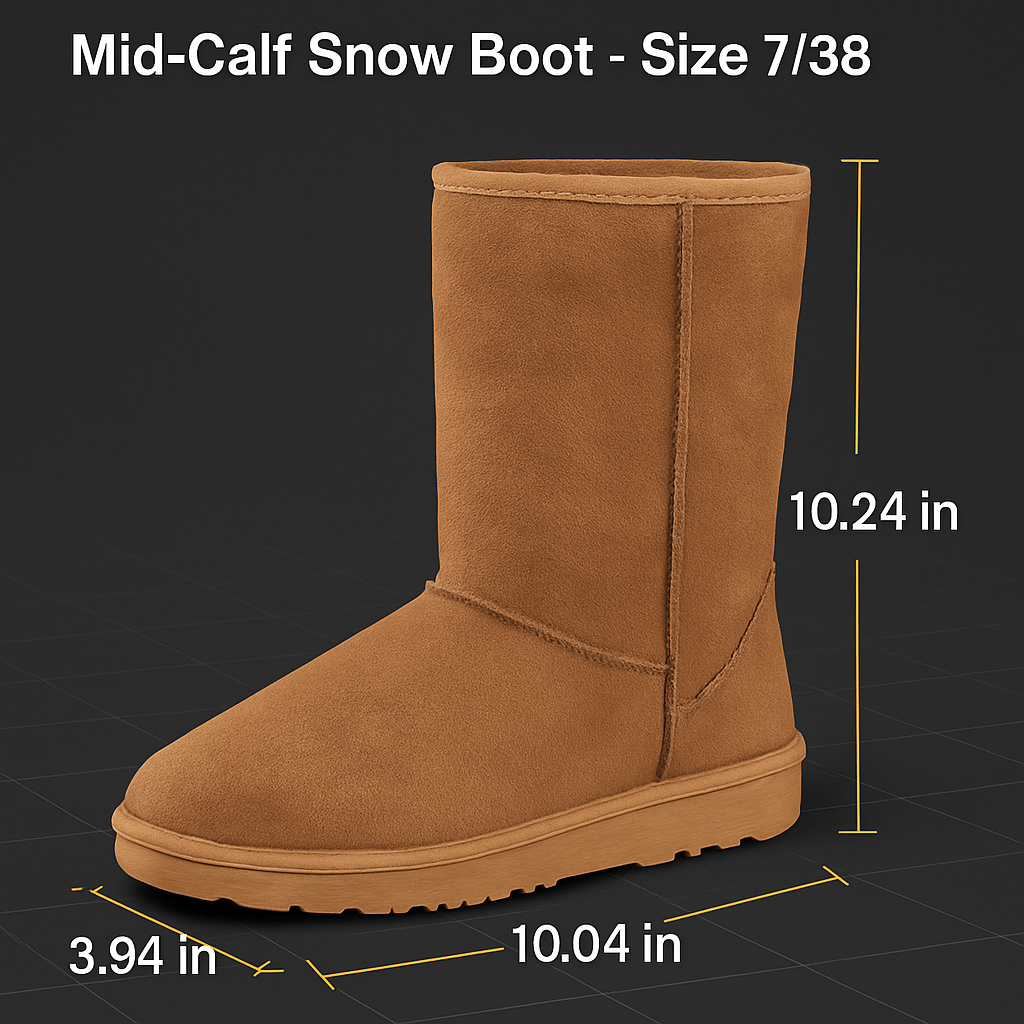 Snow Boots - Waterproof Faux Suede Mid-Calf with Warm Lining