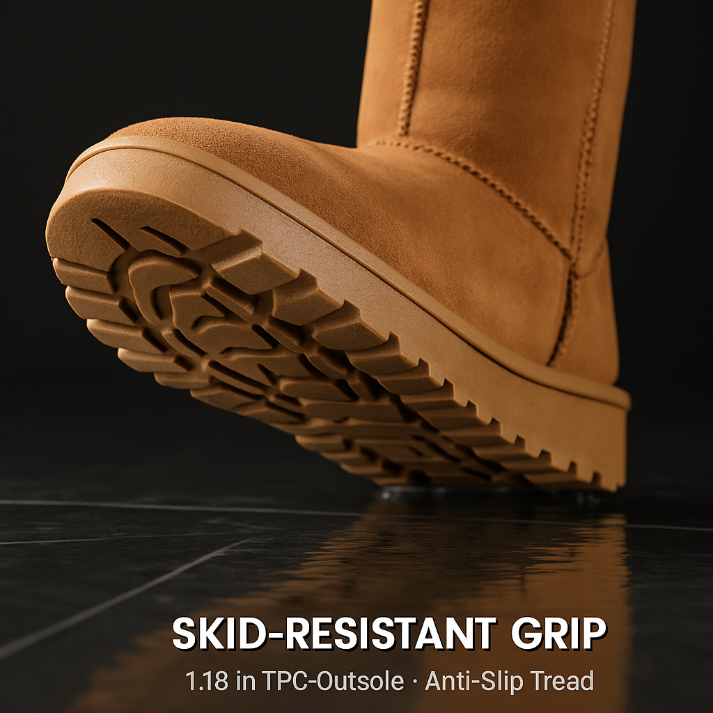 Snow Boots - Waterproof Faux Suede Mid-Calf with Warm Lining