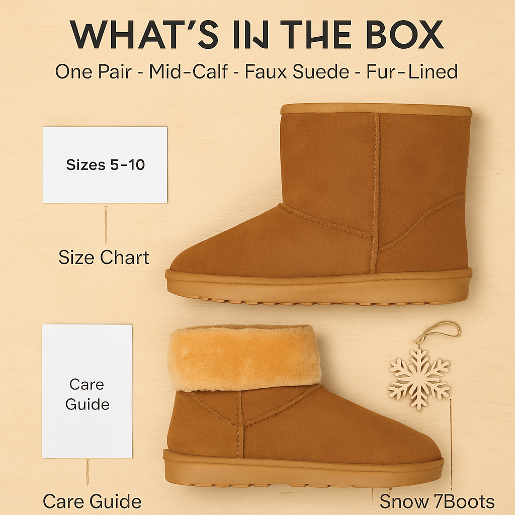 Snow Boots - Waterproof Faux Suede Mid-Calf with Warm Lining