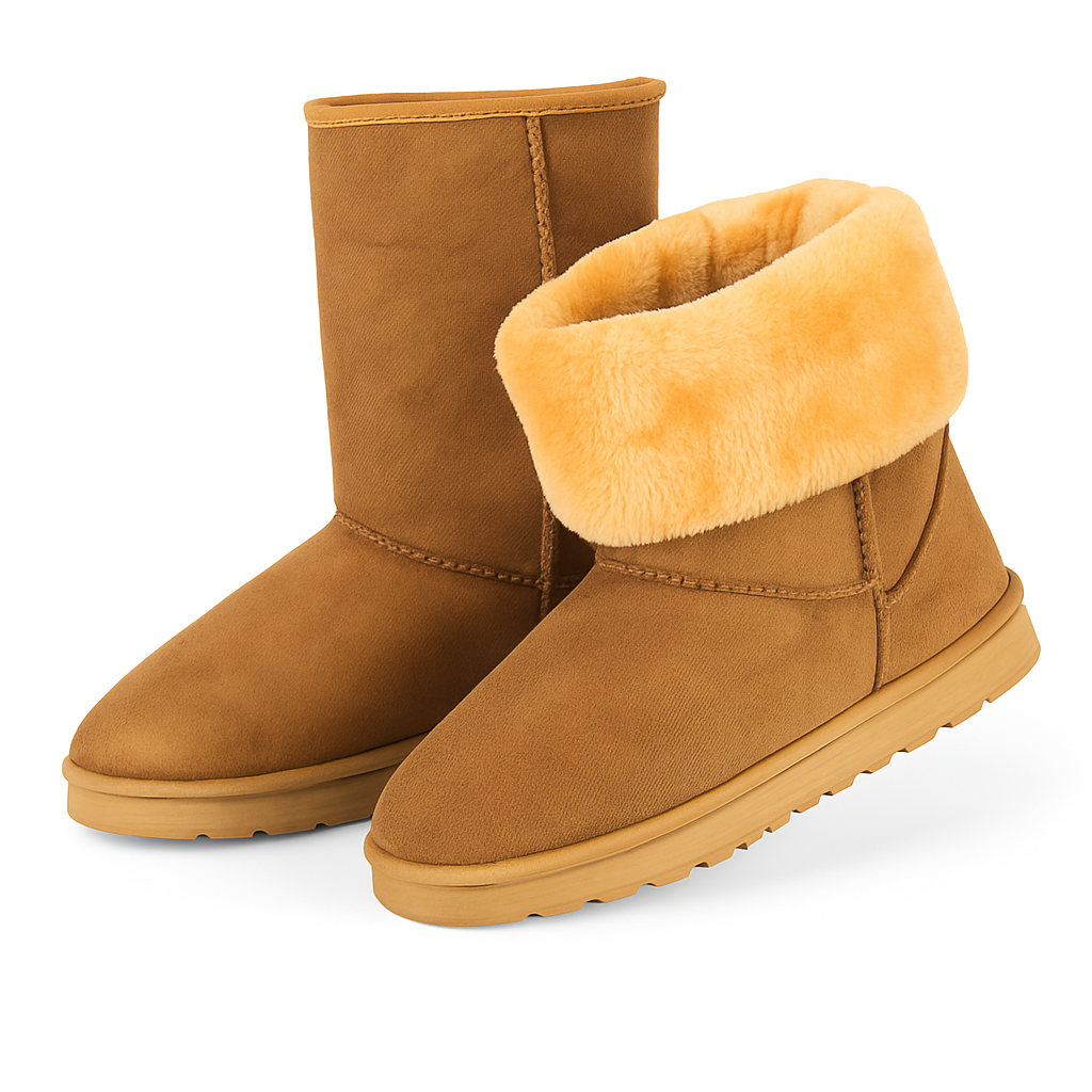 Snow Boots - Waterproof Faux Suede Mid-Calf with Warm Lining
