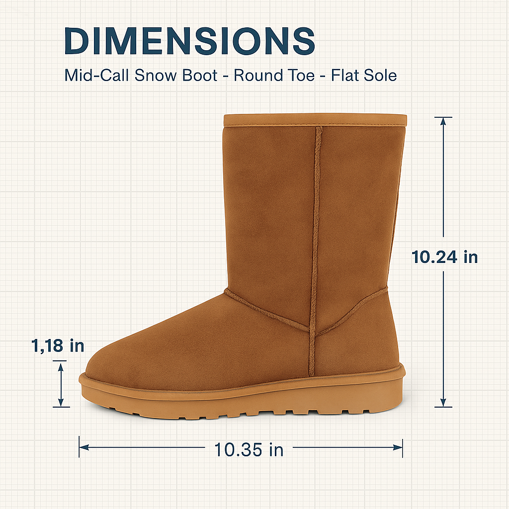 Snow Boots - Waterproof Faux Suede Mid-Calf with Warm Lining