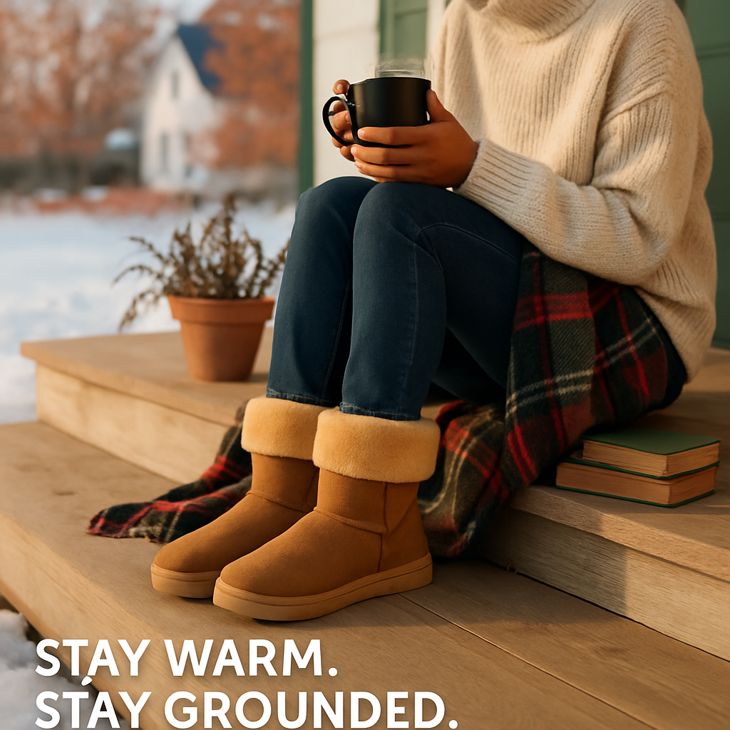 Snow Boots - Waterproof Faux Suede Mid-Calf with Warm Lining